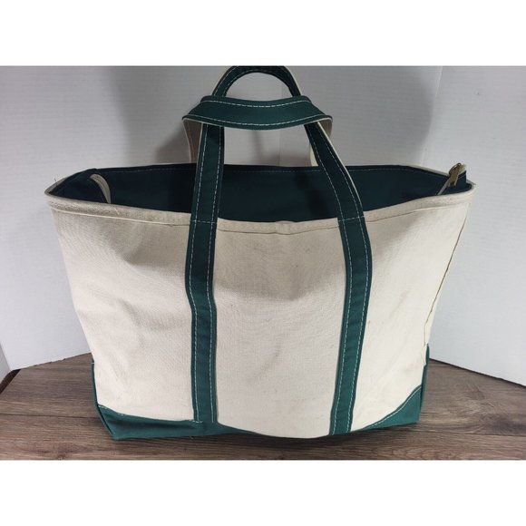 L.L. Bean Bags Vintage 0s Y2k Ll Bean Boat And Tote Green Canvas